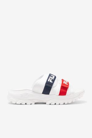 FILA Outdoor Slides White / Navy / Red,Mens Shoes | CA.HJVKYD096